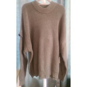 New Terra & Sky Sweater 2X 20W-22W Olive Green Crew Neck Long Sleeve Knit Plus